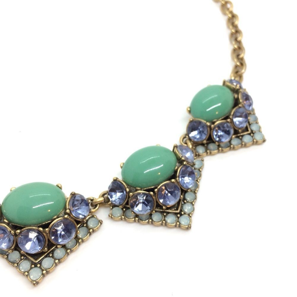 STELLA DOT NECKLACE Turquoise Purple Rhinestone Cabochon Tribal Glam - Picture 10 of 15